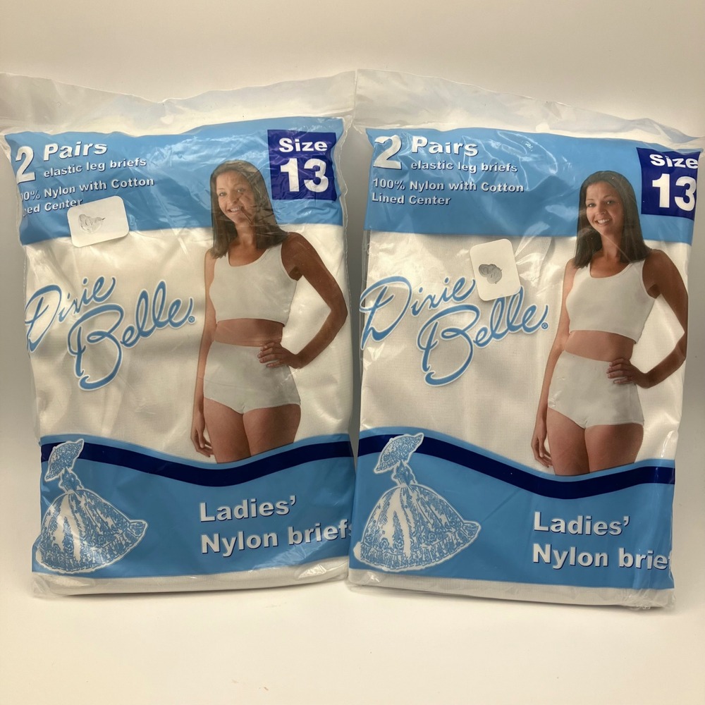 Dixie Belle Ladies Nylon Briefs Size 13 100% Nylon 2 Pairs Per Package  (2 pkgs)